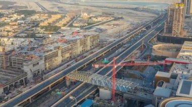 Dubai downtown günbatımı timelapse sırasında. Üstten üstten görünüm