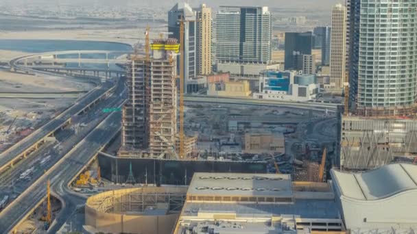 Dubai downtown günbatımı timelapse sırasında. Üstten üstten görünüm — Stok video