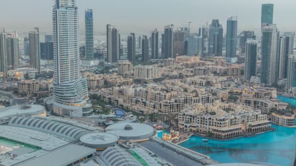 Dubai baixa do dia para a noite timelapse. Vista superior de cima — Vídeo de Stock