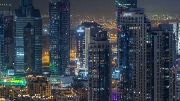 Dubai città timelapse notte. Vista dall'alto — Video Stock