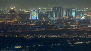 Deira bölgesinde Havaalanı timelapse ile havadan görünümü