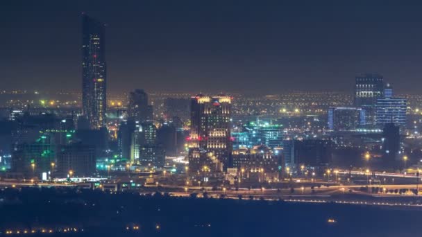 Vista aérea al timelapse del distrito de Festival City con sitio de construcción — Vídeos de Stock