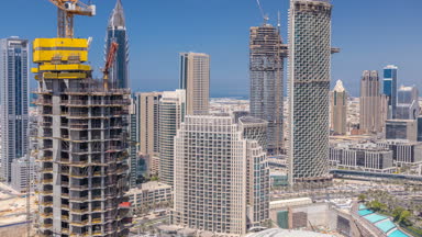 Güneşli bir gün timelapse downtown Dubai'de