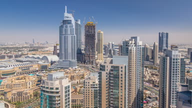 Güneşli bir gün timelapse downtown Dubai'de