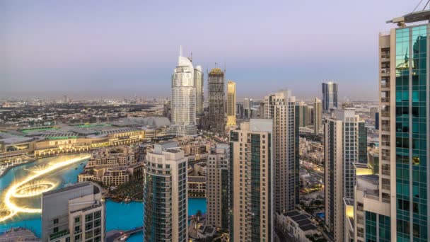 Dubai downtown dzień do nocy timelapse — Wideo stockowe