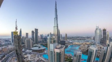 Dubai şehir merkezinde gün gece timelapse için