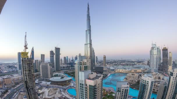 Dubai downtown dzień do nocy timelapse — Wideo stockowe