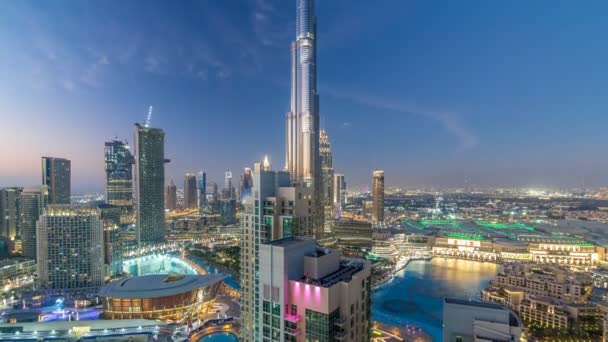 Dubai centrum dag naar nacht timelapse — Stockvideo