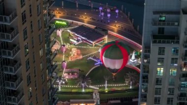 Dubai Downtown gece timelapse Park balon.