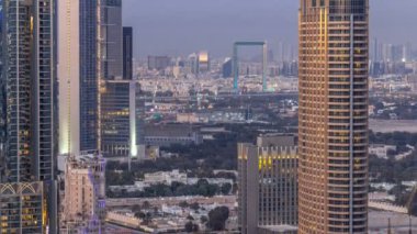 Dubai şehir merkezinde gün gece timelapse için