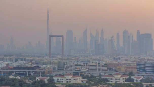 Dubai creek peyzaj gün gece timelapse — Stok video