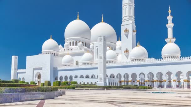 Sheikh Zayed Grand Mosque timelapse i Abu Dhabi, huvudstad i Förenade Arabemiraten — Stockvideo