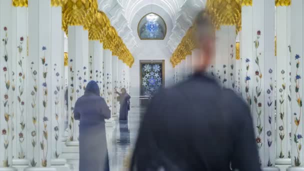 Sheikh Zayed Grand Mosque timelapse i Abu Dhabi, huvudstad i Förenade Arabemiraten — Stockvideo