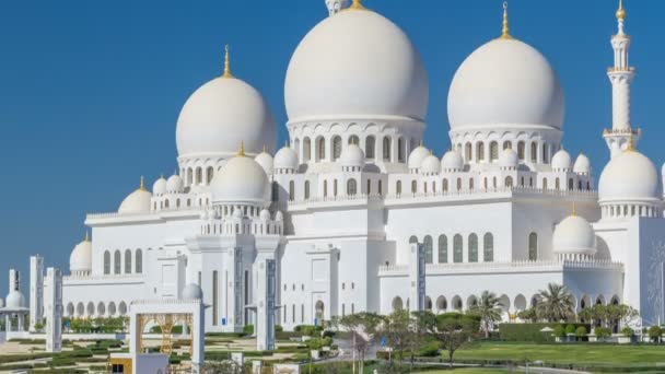 Sheikh Zayed Grand Mosque timelapse i Abu Dhabi, huvudstad i Förenade Arabemiraten — Stockvideo