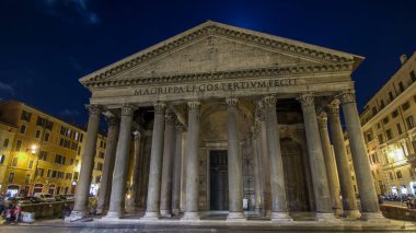 Gece timelapse hyperlapse Roma İmparatorluğu medeniyeti dating Pantheon, Roma, İtalya, antik mimari