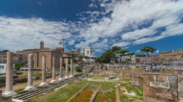 Řím Itálie Starověké Římské Fórum Timelapse Hyperlapse Světového Dědictví Unesco — Stock fotografie