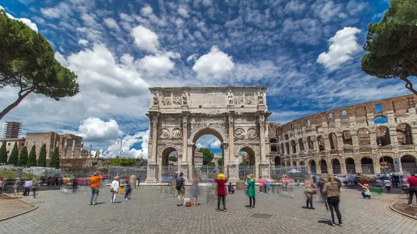 Arco Constantino Hyperlapse Timelapse Roma Itália Construído Para Comemorar Vitória — Fotografia de Stock