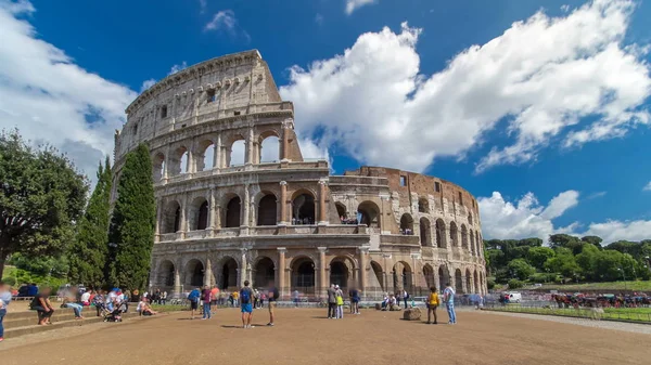 Mulți Turiști Care Vizitează Hiperlapsul Colosseum Sau Colosseum Timelapse Cunoscut — Fotografie, imagine de stoc