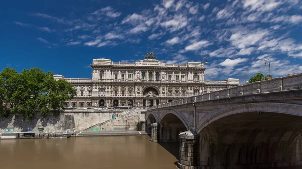 Rom Italien Justizpalast Palazzo Giustizia Zeitraffer Hyperlapse Gerichtsgebäude Mit Ponte — Stockfoto