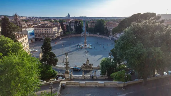 Luftaufnahme Des Großen Städtischen Platzes Der Piazza Del Popolo Zeitraffer — Stockfoto