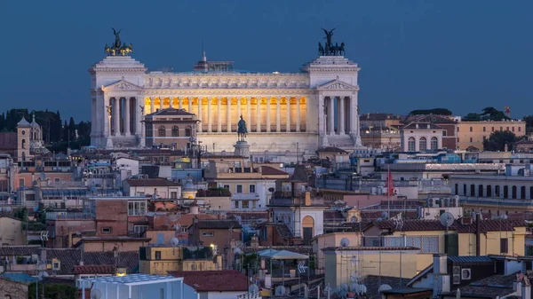 Stadtansichten Mit Vittoriano Gebäude Vom Pincio Wahrzeichen Tag Nacht Übergangszeit — Stockfoto