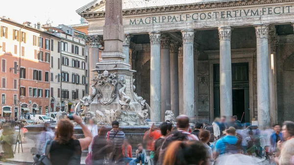 Nézd Rotonda Téren Timelapse Kút Pantheon Nap Fény Rome Olaszország — Stock Fotó