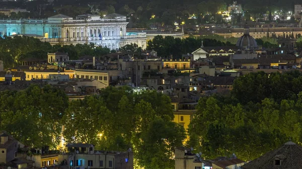 Pemandangan Panorama Dari Pusat Sejarah Malam Tilapse Dari Roma Italia — Stok Foto