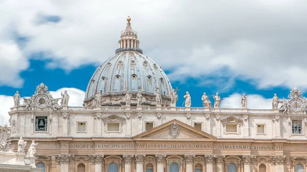 Top Basilica San Pietro Timelapse Vatican City Rome Italy Blue — Stock Photo, Image