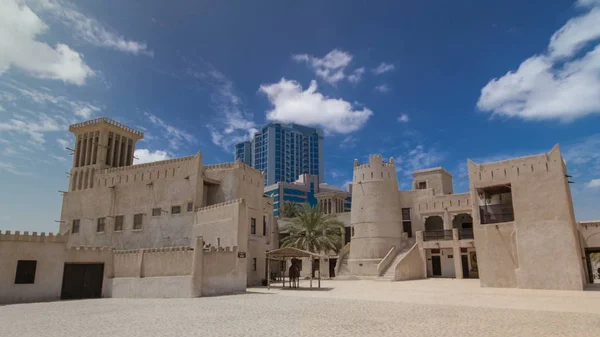 Historic Fort Museum Ajman Timelapse Hyperlapse Blue Cloudy Sky United — Stock Photo, Image