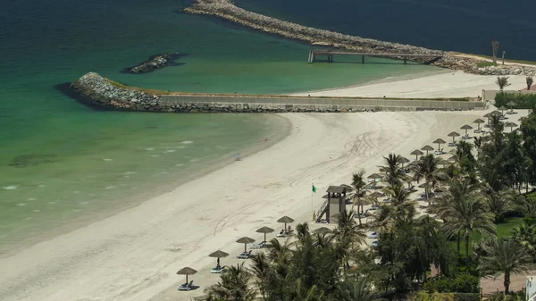 Beautiful Area Beach Pier Ajman Timelapse Turquoise Waters Arabian Gulf — Stock Photo, Image