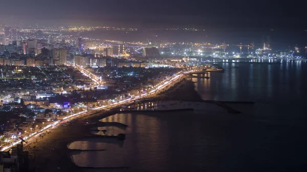 Conduire Dans Les Rues Ajman Timelapse Hyperlapsus Nuit Avec Des — Photo