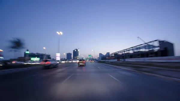 Fahren Auf Den Straßen Von Ajman Zeitraffer Hyperlapse Der Nacht — Stockfoto