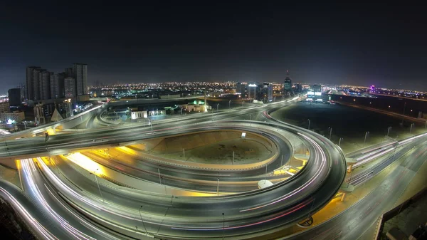 Cityscape Ajman Com Tráfego Estrada Principal Viaduto Telhado Noite Com — Fotografia de Stock