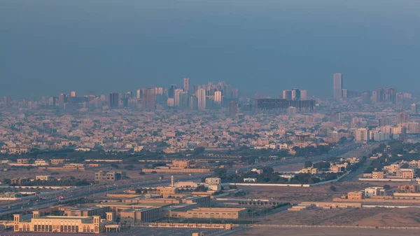 Αστικό Τοπίο Της Ajman Από Timelapse Νωρίς Πρωί Στον Τελευταίο — Φωτογραφία Αρχείου