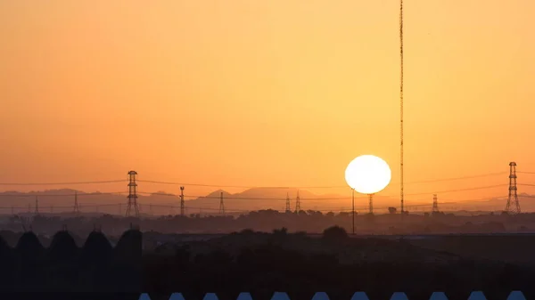 Sonnenuntergang Mit Wolken Ajman Stadtlandschaft Von Dach Zeitraffer Ajman Ist — Stockfoto