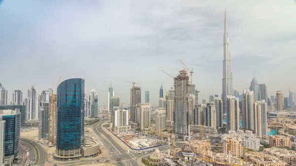 Downtown Dubai Skyline Com Torres Recidenciais Timelapse Vista Telhado Céu — Fotografia de Stock