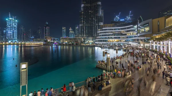 Grande Fontaine Musicale Dubaï Nuit Timelapse Dubaï Eau Vue Dessus — Photo