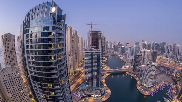 Beautiful Aerial Top View Day Night Transition Timelapse All Dubai — Stock Photo, Image