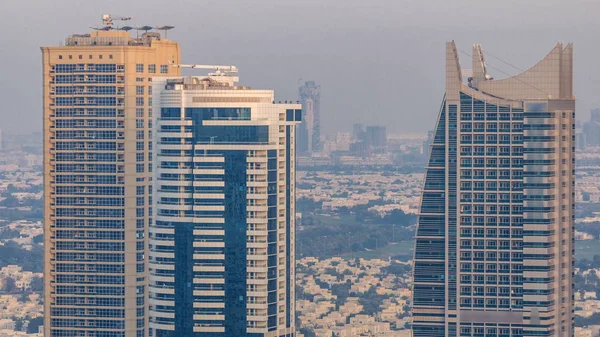 Erstaunliche Bunte Dubai Marina Und Jlt Skyline Während Des Sonnenuntergangs — Stockfoto