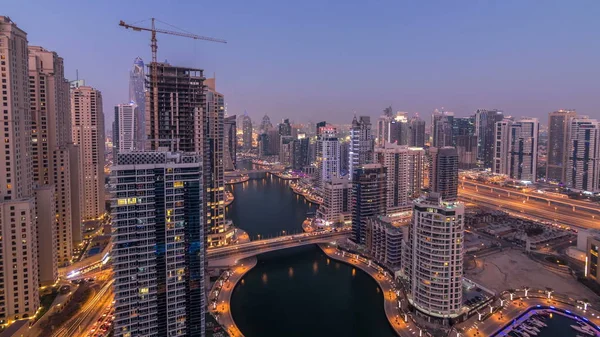 Красиві Пташиного Польоту Топ День Ніч Перехід Timelapse Всі Dubai — стокове фото