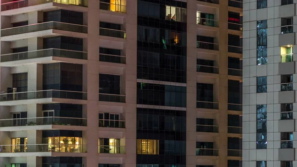 Fenêtres Éclatantes Gratte Ciel Timelapse Soir Vue Des Immeubles Résidentiels — Photo