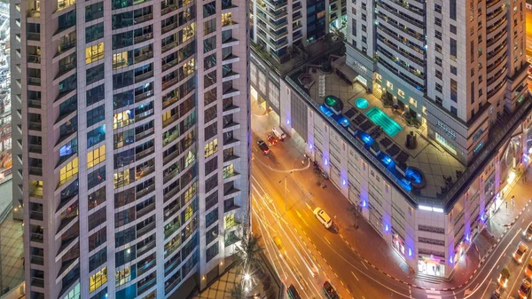 Finestre Luminose Lampeggianti Dei Grattacieli Più Alti Durante Tutta Notte — Foto Stock
