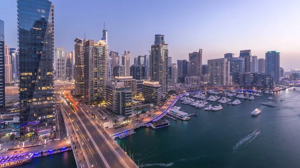 Красиві Пташиного Польоту Топ День Ніч Перехід Timelapse Всі Dubai — стокове фото