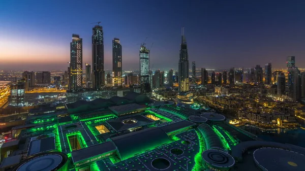 Dubai Céntrico Noche Día Timelapse Transición Con Rascacielos Modernos Centro —  Fotos de Stock