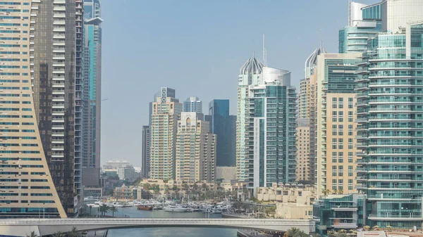 Csodálatos Színes Dubai Marina Skyline Során Naplemente Timelapse Nagy Terv — Stock Fotó
