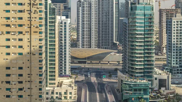 Nanılmaz Renkli Dubai Yat Limanı Gün Batımı Timelapse Sırasında Jlt — Stok fotoğraf