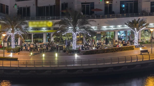 Promenade Und Kanal Jachthafen Von Dubai Mit Luxuriösen Wolkenkratzern Und — Stockfoto