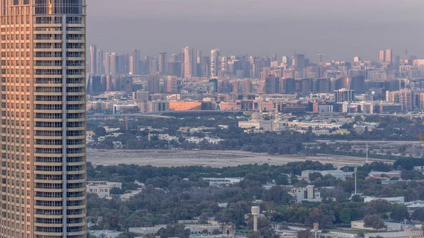 Skyline Ansicht Von Deira Und Sharjah Distrikten Dubai Zeitraffer Bei — Stockfoto