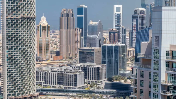 Dubai Downtown Στην Ηλιόλουστη Μέρα Timelapse Πολυτελή Σύγχρονα Κτίρια Στην — Φωτογραφία Αρχείου