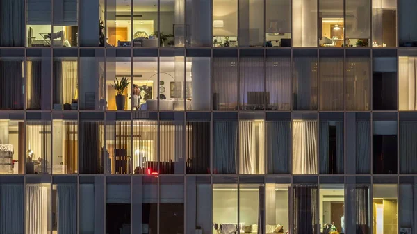 Ventanas Intermitentes Parpadeantes Del Edificio Varias Plantas Iluminación Vidrio Acero —  Fotos de Stock